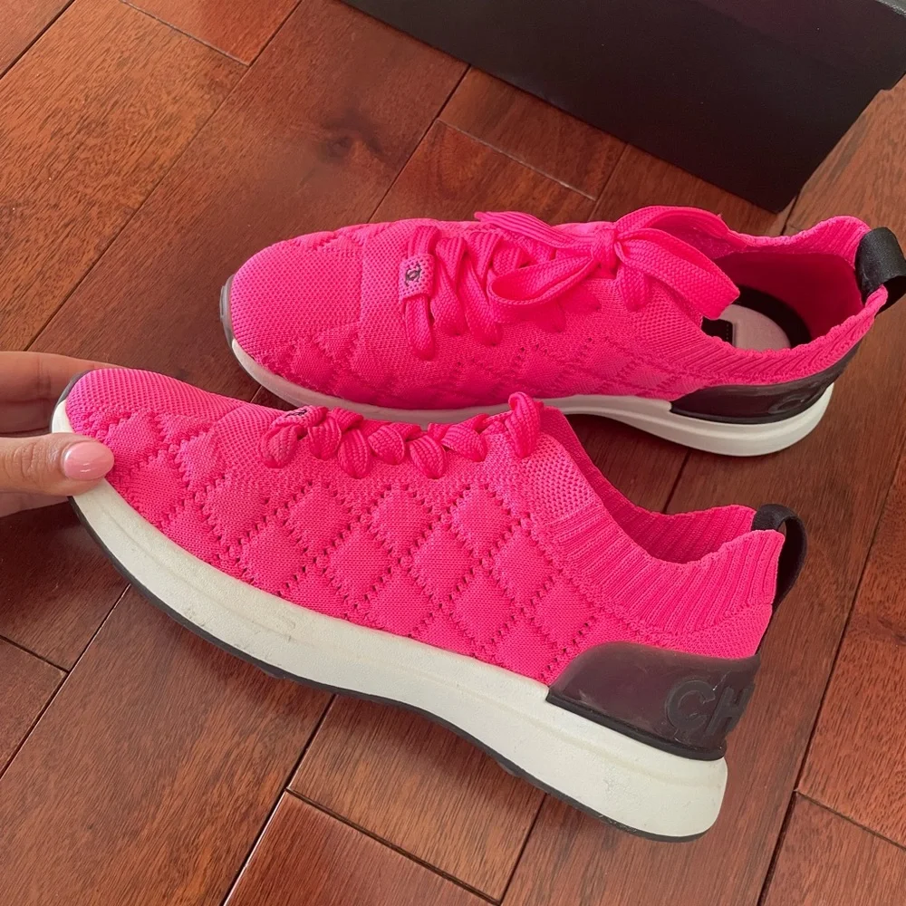 100% authentic Chanel sneakers in bright pink